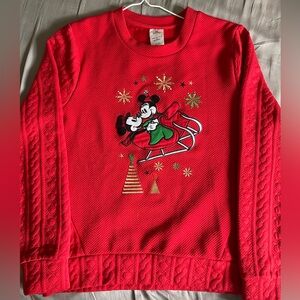Disney Christmas Holiday Mickey Mouse Red Sweater Pullover M